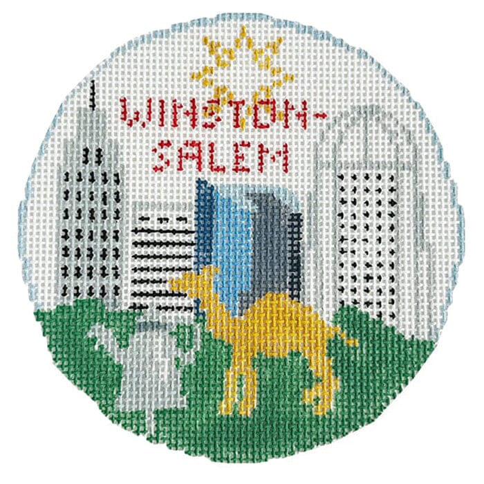 Winston-Salem Round Painted Canvas Kathy Schenkel Designs 