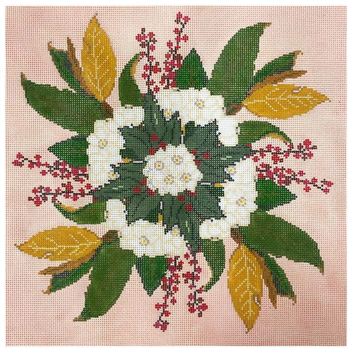 Winter Greens and Paperwhites Painted Canvas The Gingham Stitchery 
