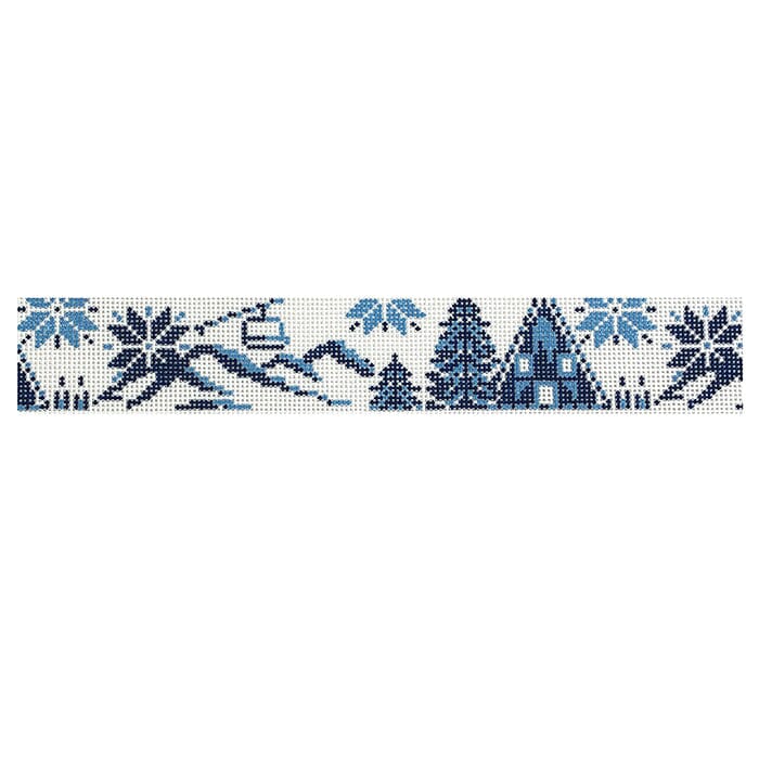 Winter Ski Fob Painted Canvas Fire and Iris  - 1