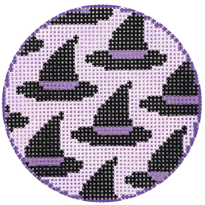 Witch Hat Repeating Round Painted Canvas Atlantic Blue Canvas 
