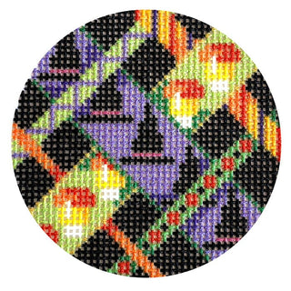 Witch Hat Woven Round Printed Canvas Two Sisters Needlepoint 
