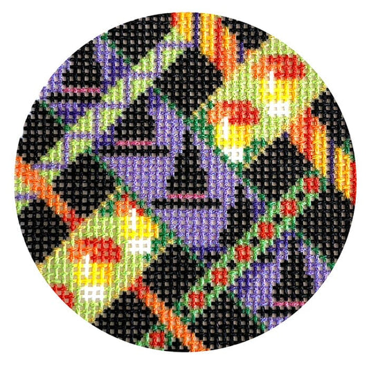 Witch Hat Woven Round Printed Canvas Two Sisters Needlepoint 