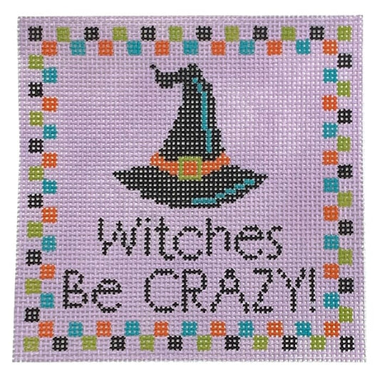 Witches be Crazy Painted Canvas Stitch Rock Designs 