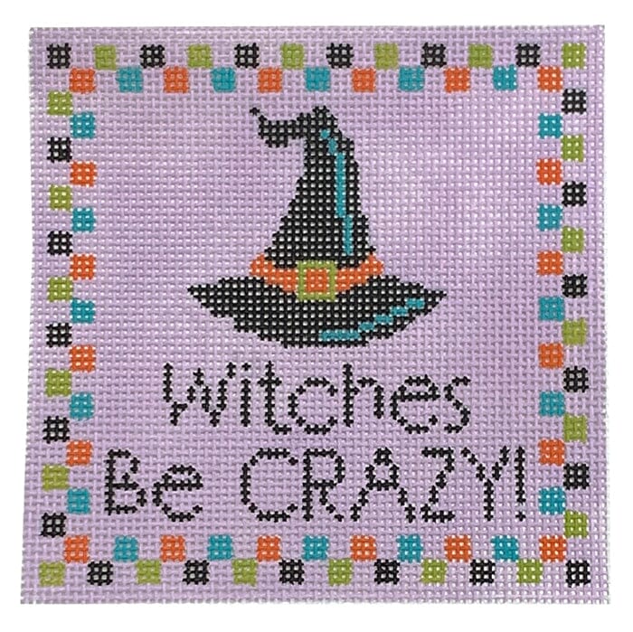 Witches be Crazy Painted Canvas Stitch Rock Designs  - 1