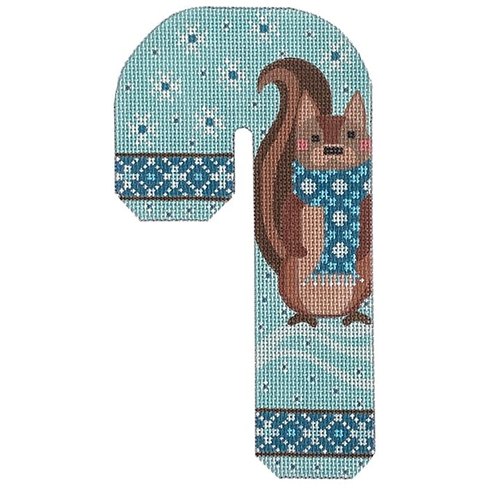 Woodland Creatures Candy Cane   Squirrel Painted Canvas Danji Designs 
