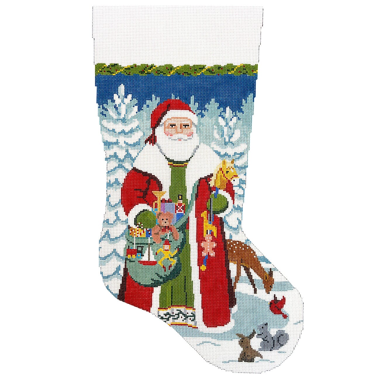 Woodland Santa, Stocking Painted Canvas Susan Roberts Needlepoint Designs Inc.  - 1
