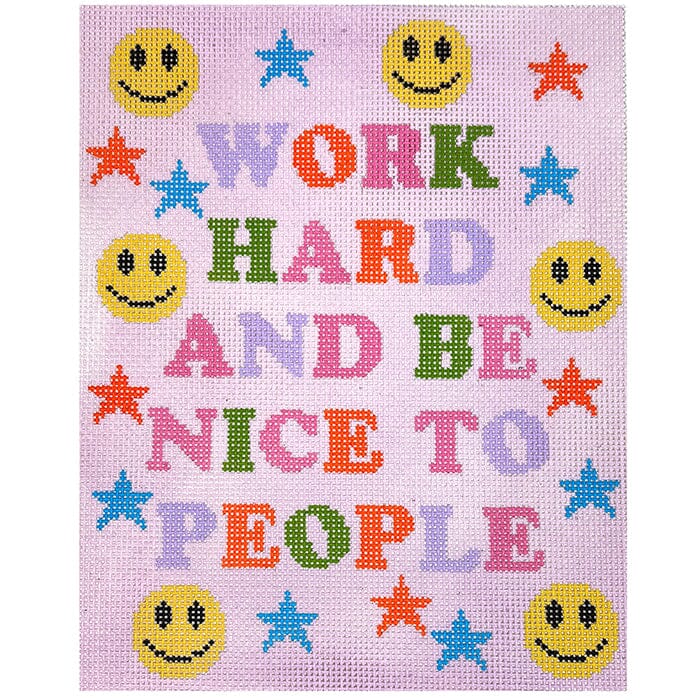 Work Hard and Be Nice to People Painted Canvas Atlantic Blue Canvas  - 1