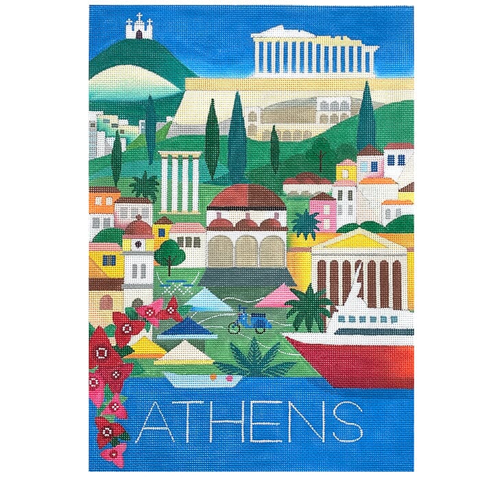 World Travel Poster   Athens Painted Canvas Painted Pony Designs  - 1