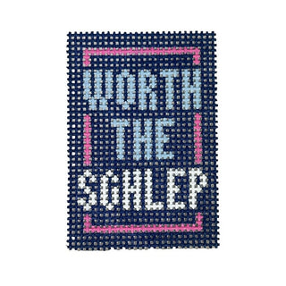 Worth the Schlep Mini 2x3 Navy Painted Canvas Rachel Barri Designs 
