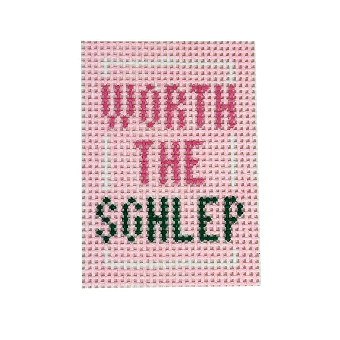 Worth the Schlep Mini 2x3 Pink Painted Canvas Rachel Barri Designs  - 1