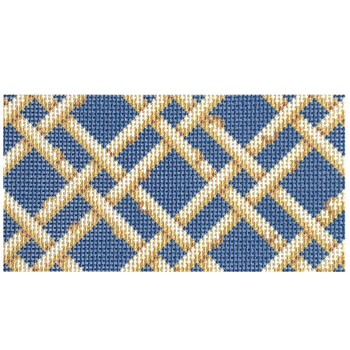 Woven Bamboo/Navy Insert Printed Canvas Two Sisters Needlepoint 
