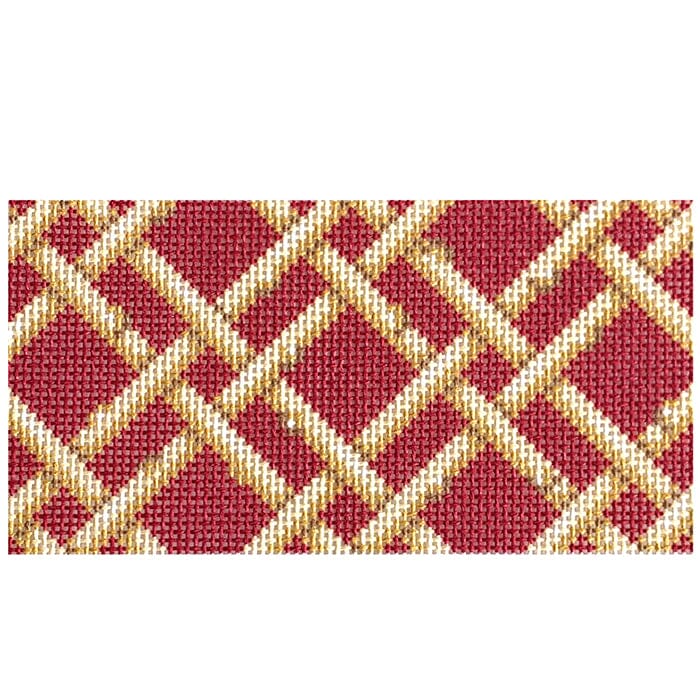 Woven Bamboo/Red Insert Printed Canvas Two Sisters Needlepoint 