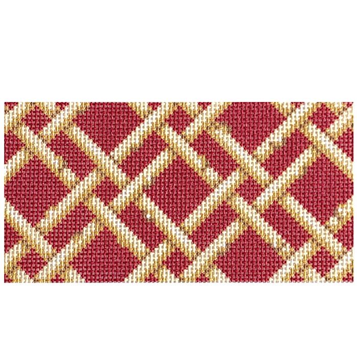 Woven Bamboo/Red Insert Printed Canvas Two Sisters Needlepoint 
