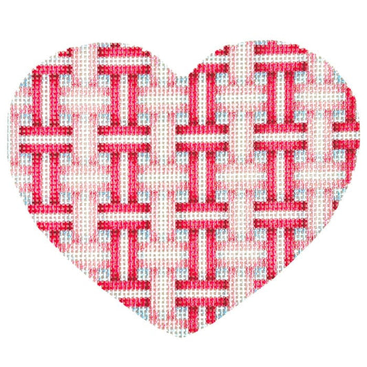 Woven Ribbon Large Heart/Rose Printed Canvas Needlepoint To Go 