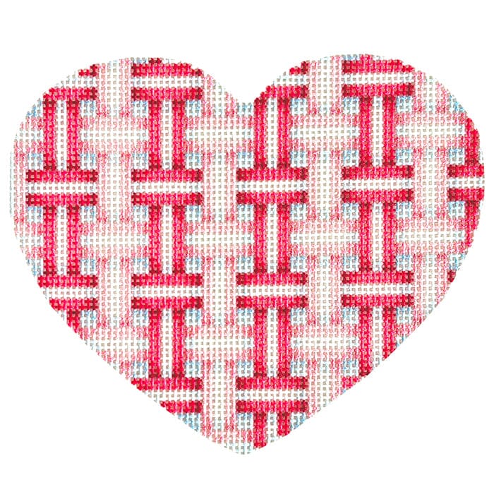 Woven Ribbon Large Heart/Rose Printed Canvas Needlepoint To Go 
