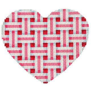Woven Ribbon Medium Heart/Rose Printed Canvas Needlepoint To Go 
