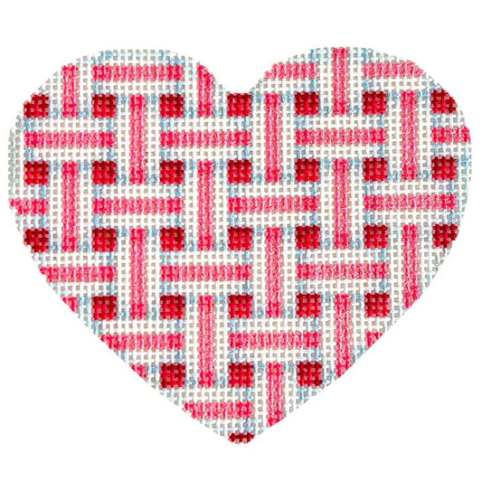 Woven Ribbon Medium Heart/Rose Printed Canvas Needlepoint To Go 