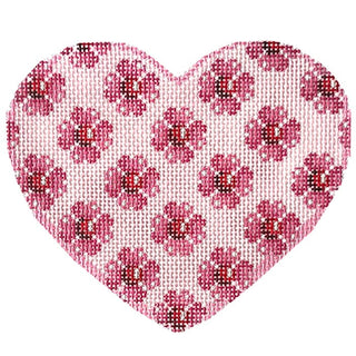 Woven/Hearts/Diagonal/Checks Large Heart Printed Canvas Two Sisters Needlepoint 
