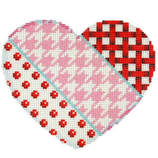 Woven/Houndstooth/Dot Heart Printed Canvas Two Sisters Needlepoint 
