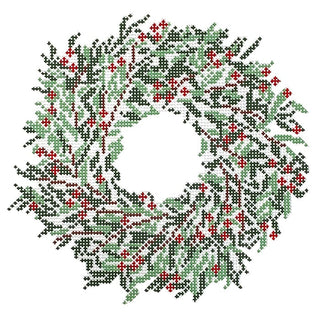 Wreath in Reds & Greens Painted Canvas Coco Frank Studio 
