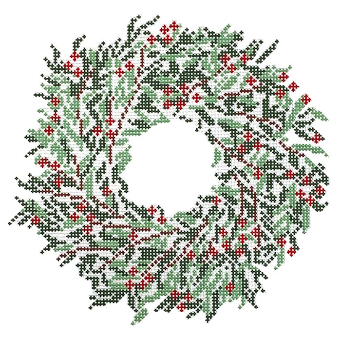 Wreath in Reds & Greens Painted Canvas Coco Frank Studio 
