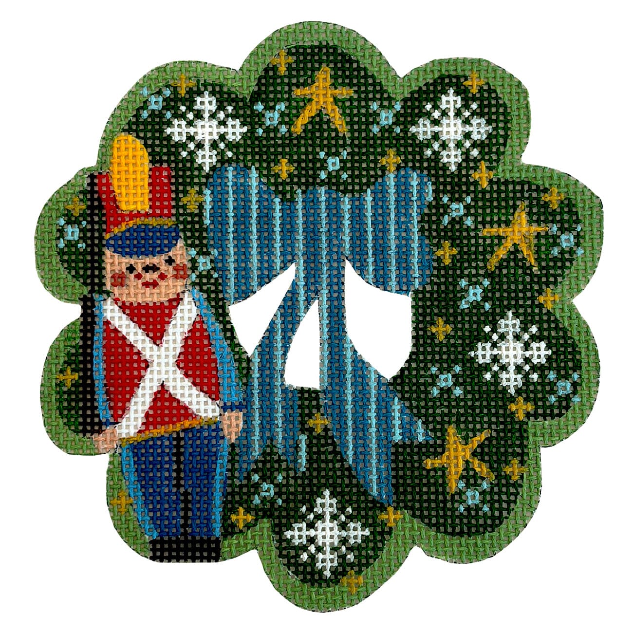 Wreath Ornament  Toy Solider Painted Canvas Danji Designs 
