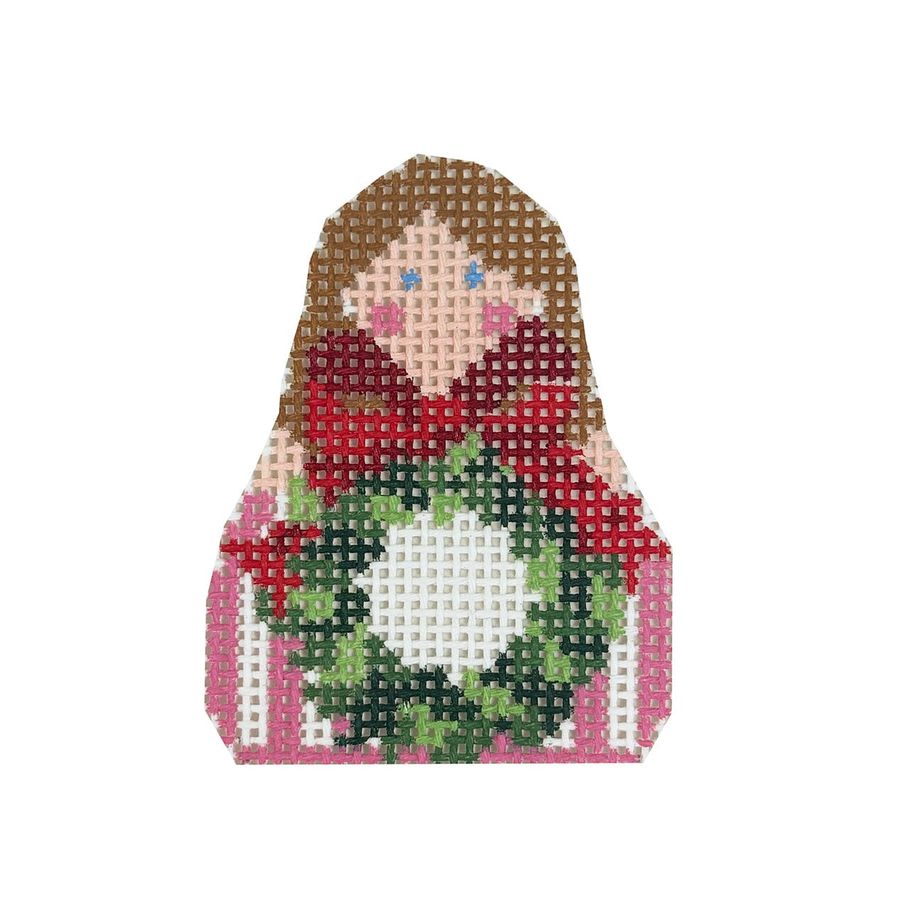 Wreath with Red Bow Angel Painted Canvas KCN Designers 
