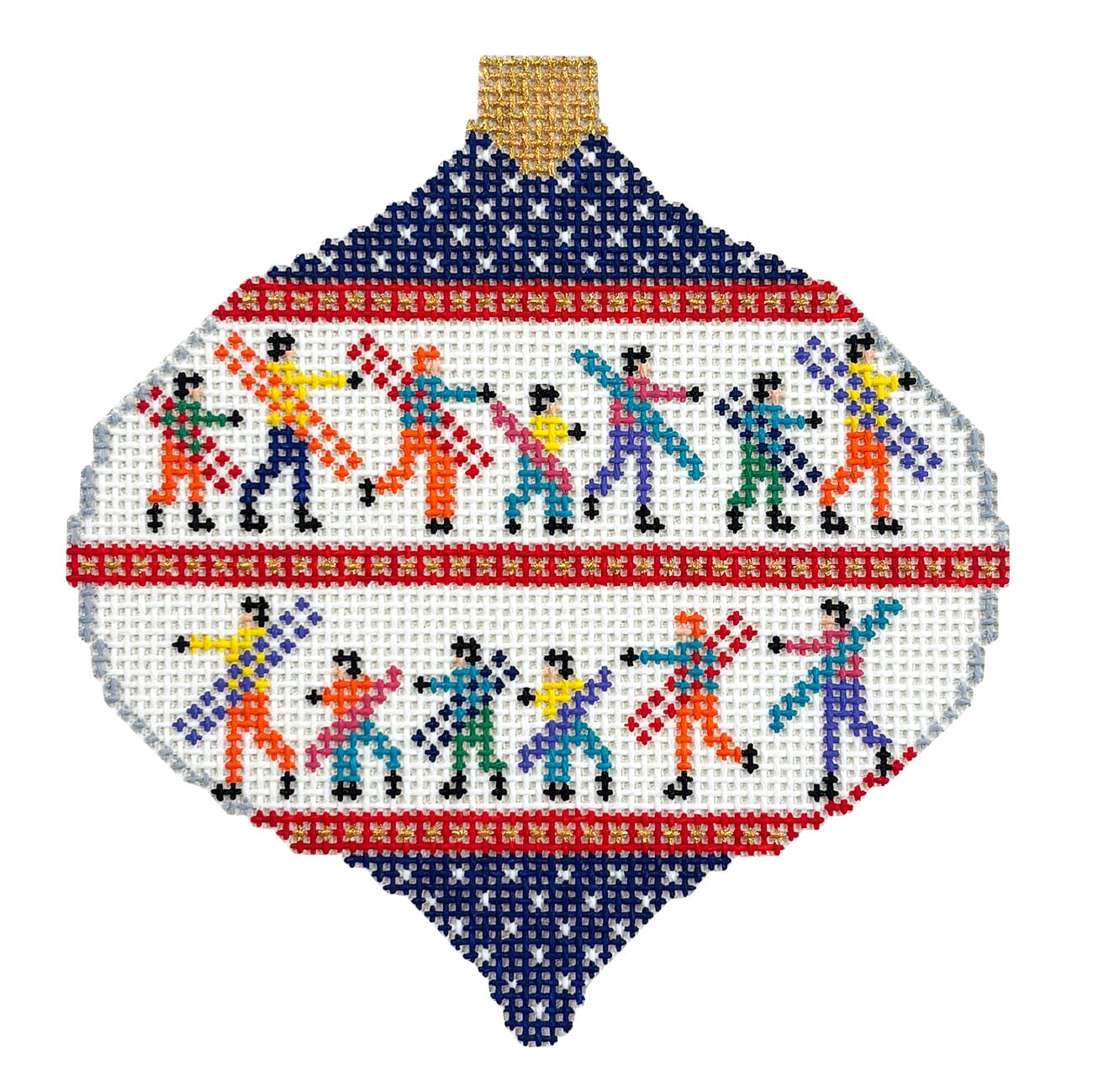 Xmas Ball with Skiers Ornament - 1