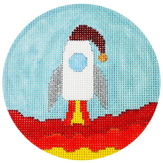Xmas Rocket Round Painted Canvas Vallerie Needlepoint Gallery 
