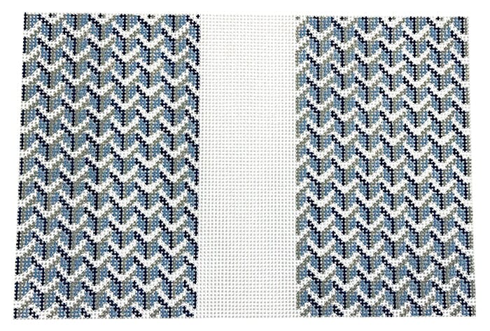 Y Pattern Clutch - Back Blue Painted Canvas Anne Fisher Needlepoint LLC 