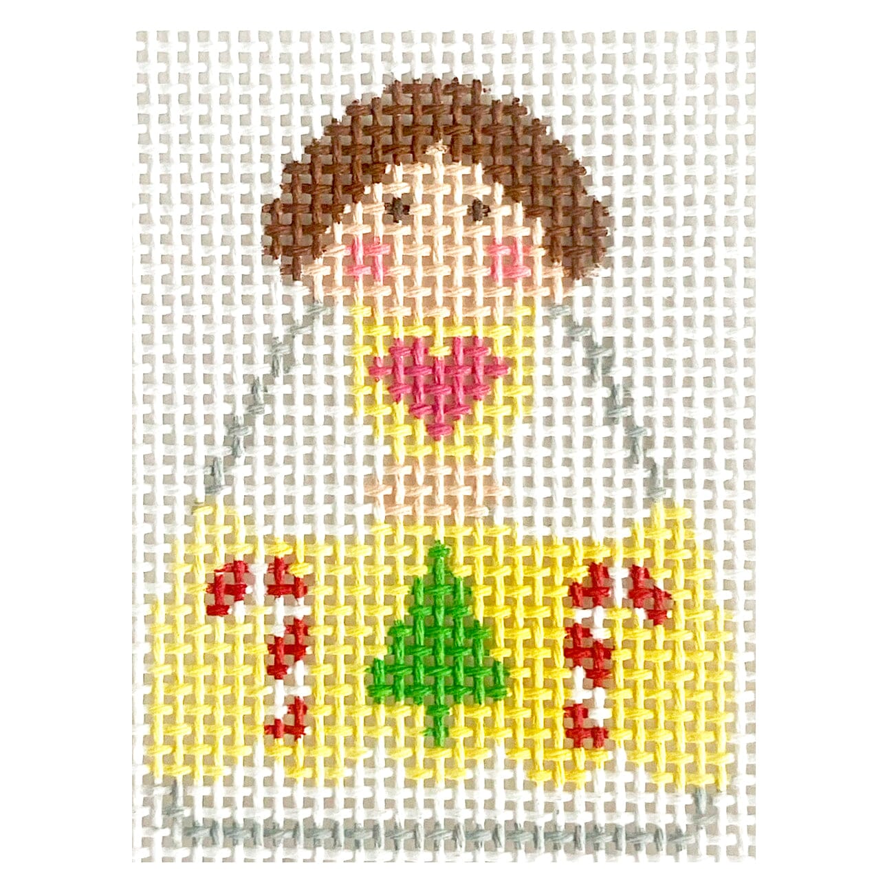 Yellow Angel with Candy Canes Painted Canvas KCN Designers  - 1