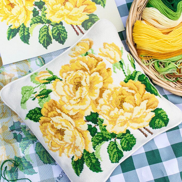 Yellow English Rose Needlepoint Kit Kits Elizabeth Bradley Design 