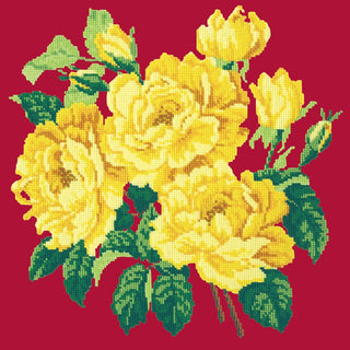 Yellow English Rose Needlepoint Kit Kits Elizabeth Bradley Design Bright Red 
