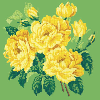 Yellow English Rose Needlepoint Kit Kits Elizabeth Bradley Design Grass Green 

