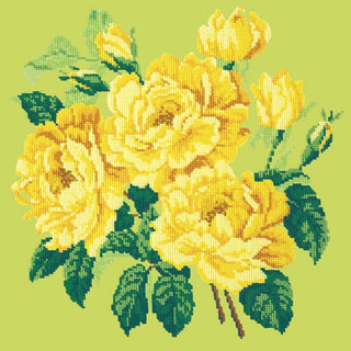 Yellow English Rose Needlepoint Kit Kits Elizabeth Bradley Design Pale Lime 
