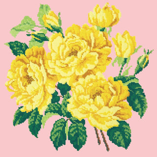 Yellow English Rose Needlepoint Kit Kits Elizabeth Bradley Design Pale Rose 
