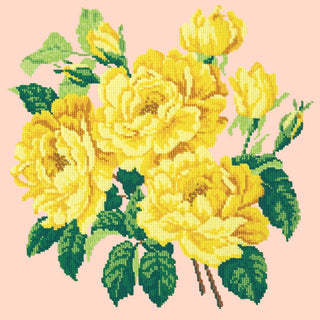 Yellow English Rose Needlepoint Kit Kits Elizabeth Bradley Design Salmon Pink 
