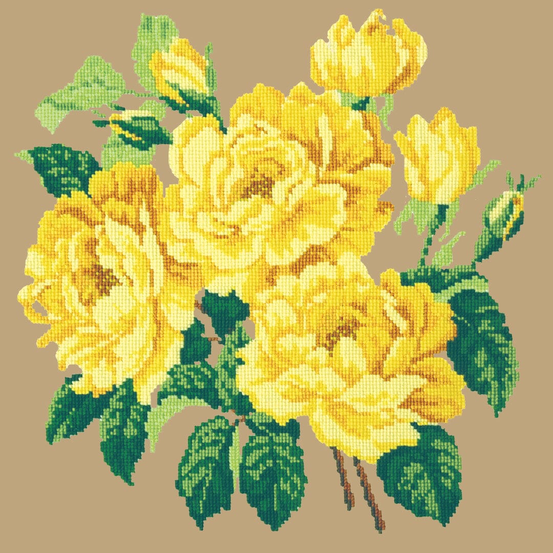 Yellow English Rose Needlepoint Kit Kits Elizabeth Bradley Design Sand 

