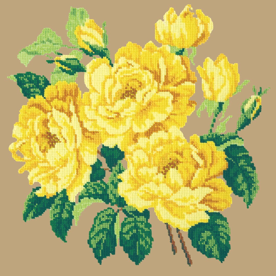 Yellow English Rose Needlepoint Kit Kits Elizabeth Bradley Design Sand 