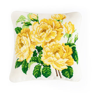 Yellow English Rose Needlepoint Kit Kits Elizabeth Bradley Design Winter White 
