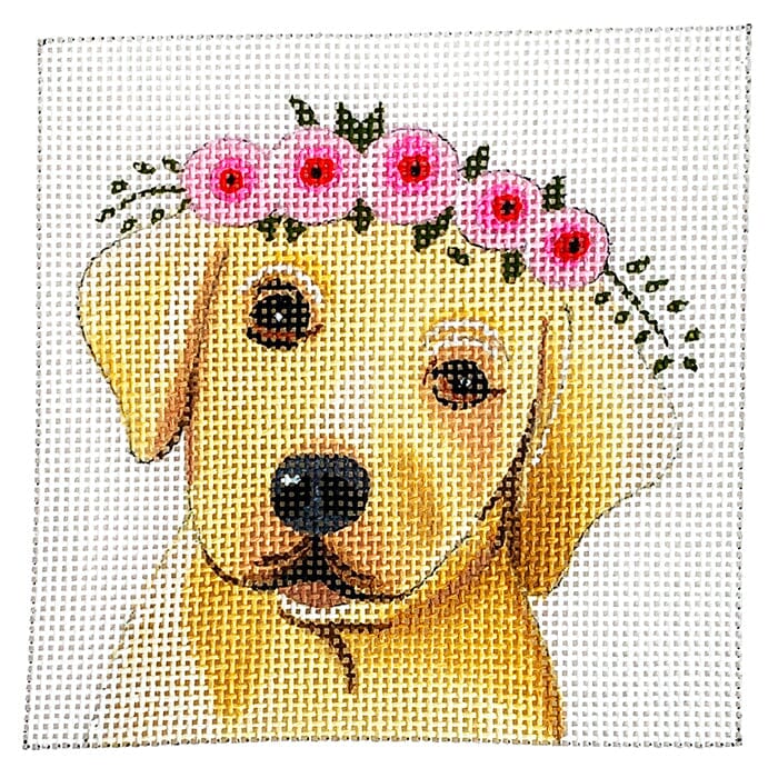 Yellow Lab with Floral Crown Painted Canvas Colors of Praise  - 1
