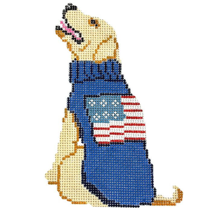 Yellow Lab with Sweater Painted Canvas Froopy Designs 

