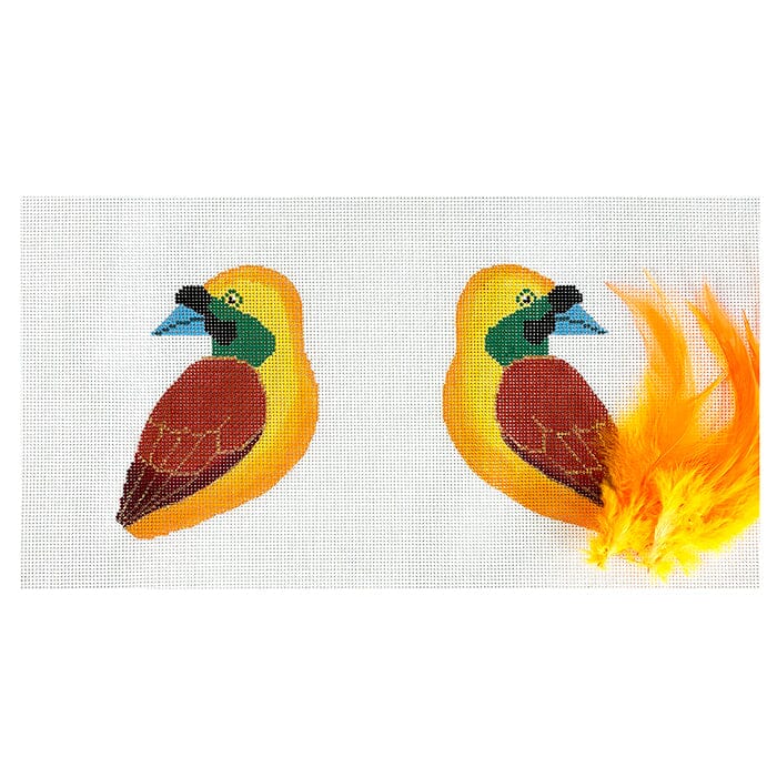 Yellow Orange Bird 2-Sided Clip-On Printed Canvas Labors of Love Needlepoint 