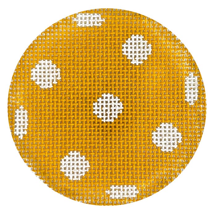 Yellow Pickleball 3" Round Painted Canvas Kathy Schenkel Designs  - 1