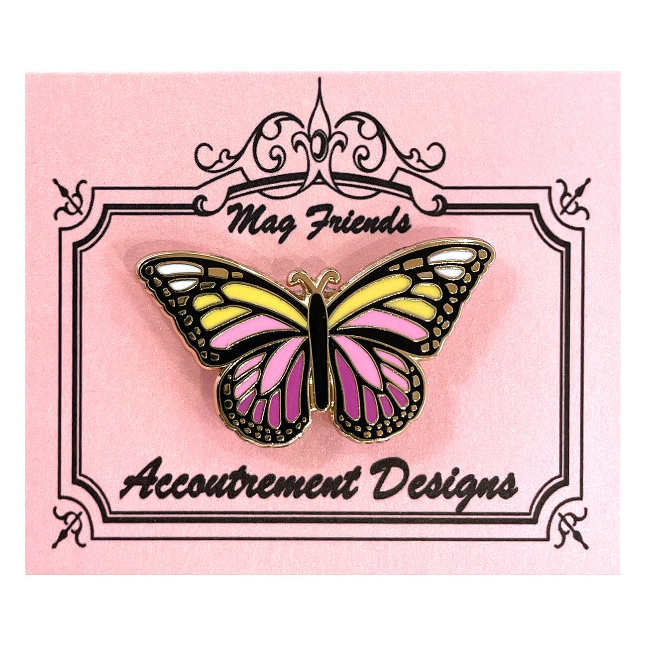 Yellow / Pink Monarch Butterfly Needleminder Accessories Accoutrement Designs  - 1