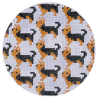 Yorkshire Terrier Repeat Round Painted Canvas Mopsey Designs 
