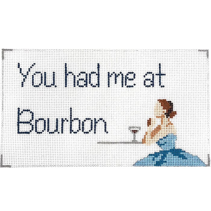 You Had Me at Bourbon Painted Canvas Anne Fisher Needlepoint LLC 