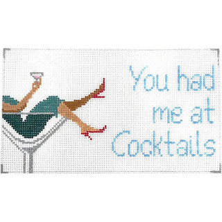 You Had Me at Cocktails Painted Canvas Anne Fisher Needlepoint LLC 
