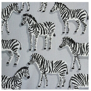 Zebra Pillow Grey Printed Canvas Needlepoint To Go 
