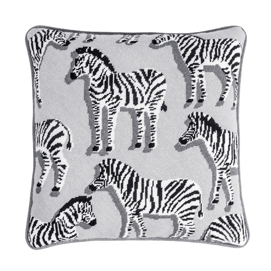 Zebra Pillow Kit - Grey Printed Canvas Needlepoint To Go 